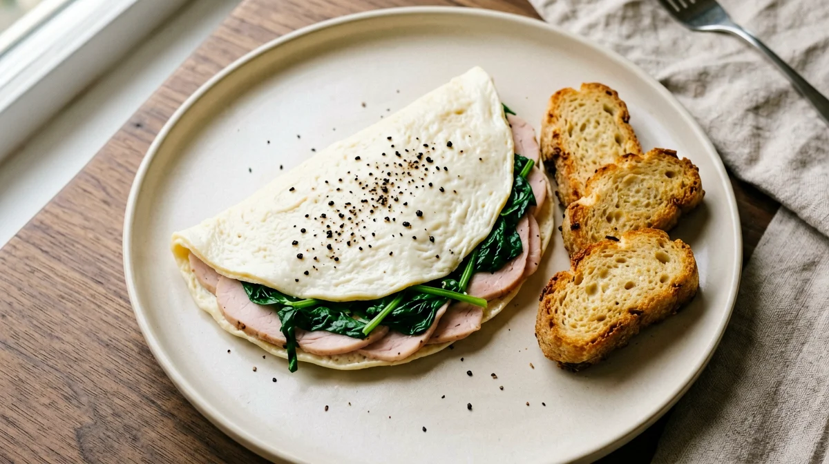 Egg-white omelette with turkey and spinach