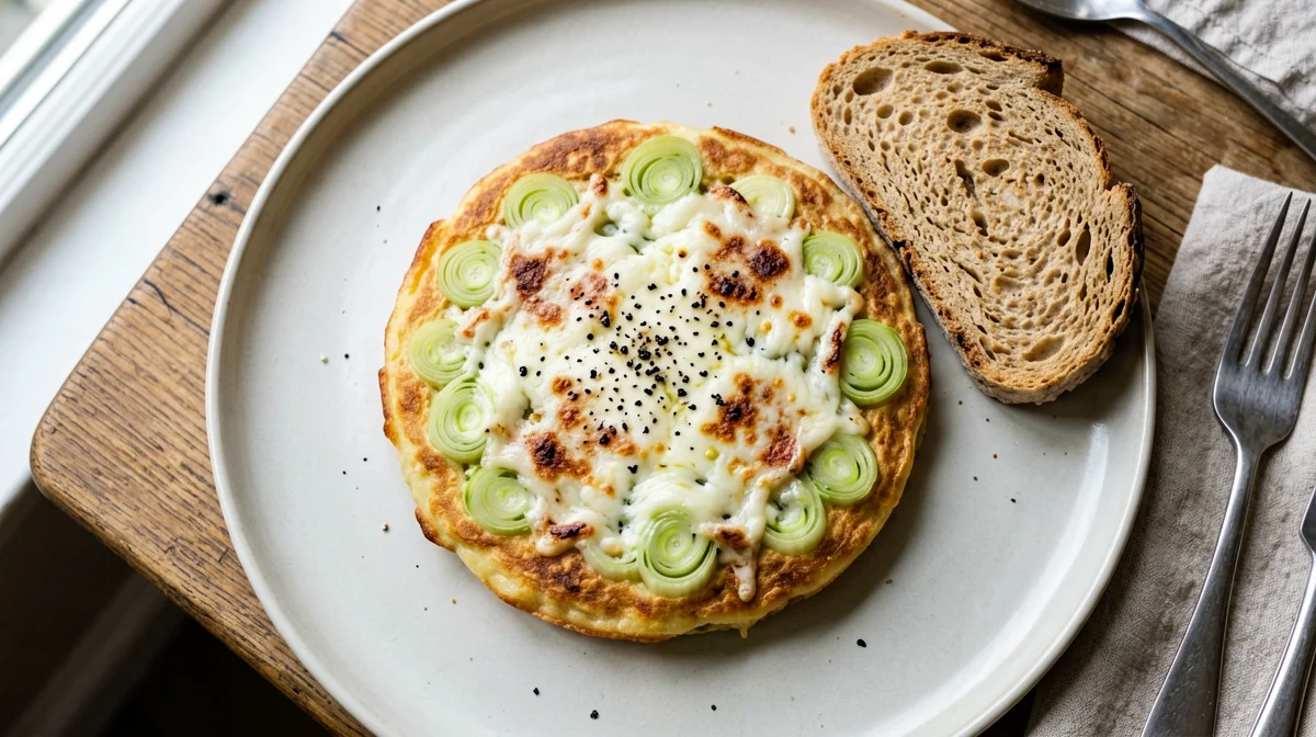 Leek and smoked scamorza frittata