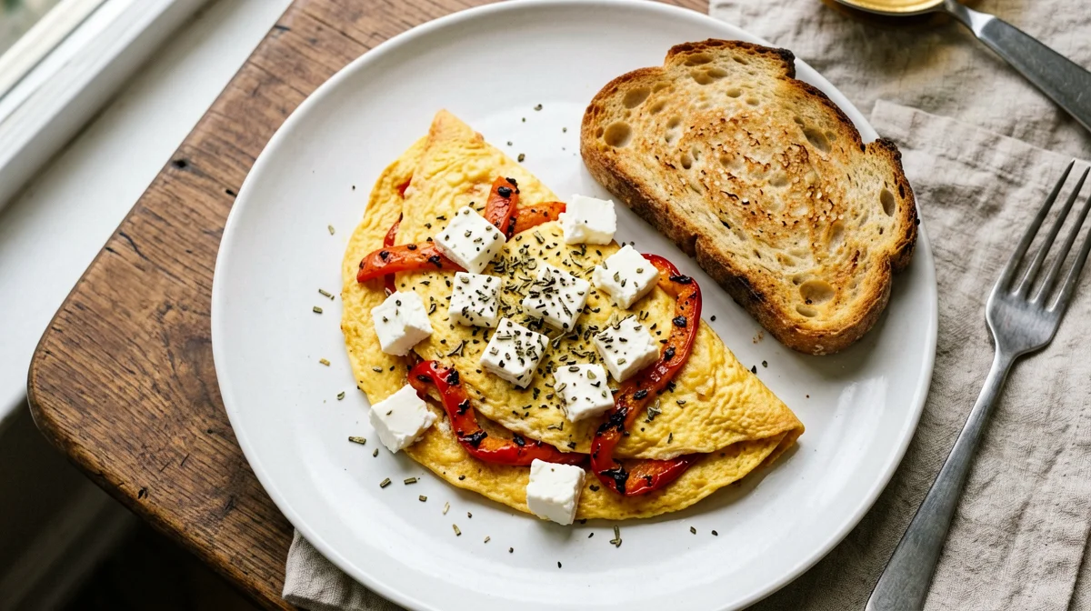 Roasted pepper and oregano omelette