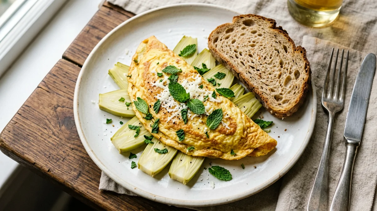 Omelette con carciofi e menta