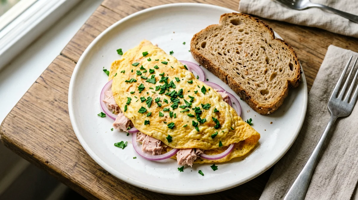 Tuna and red onion omelette