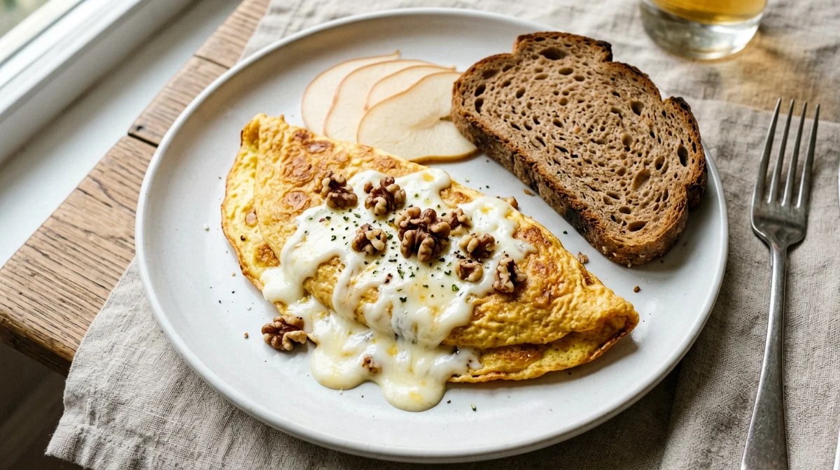 Taleggio and pear omelette