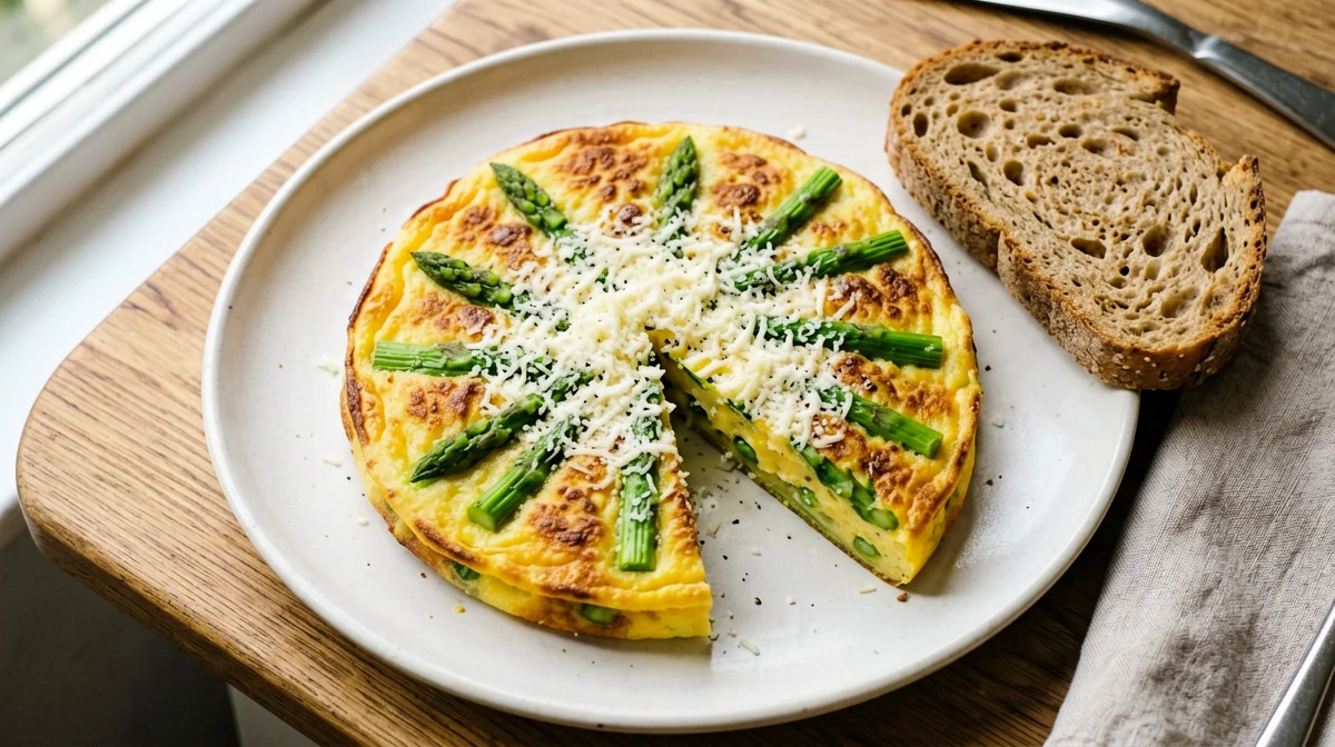 Quail egg and asparagus frittata