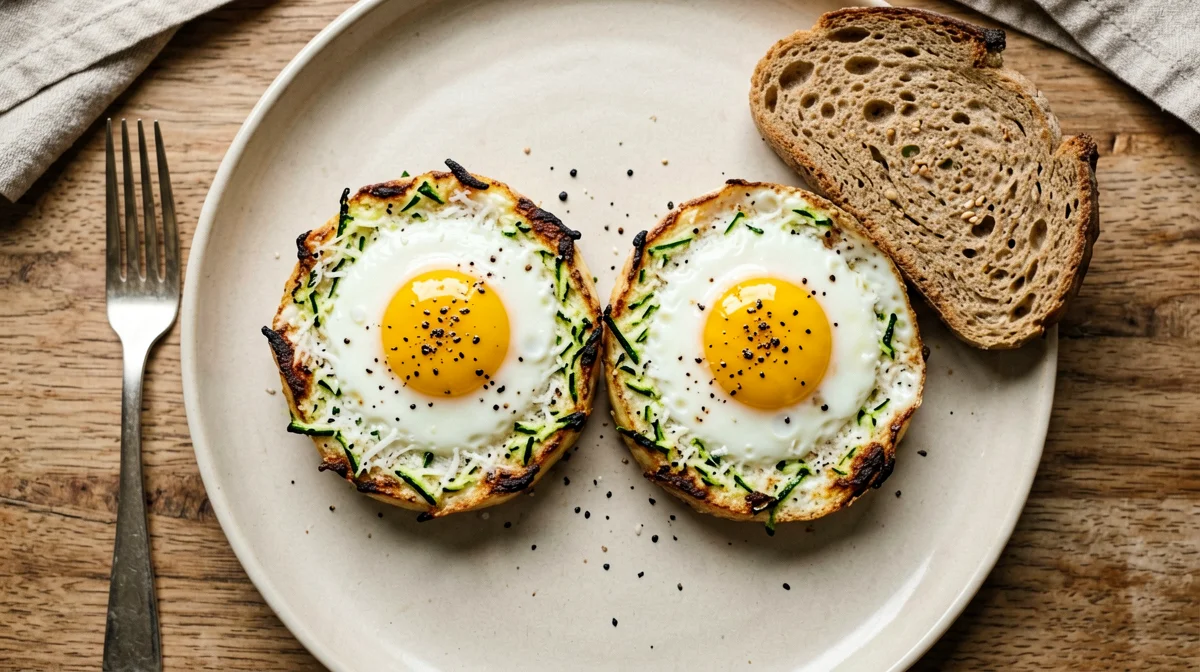 Baked egg nests in grated zucchini