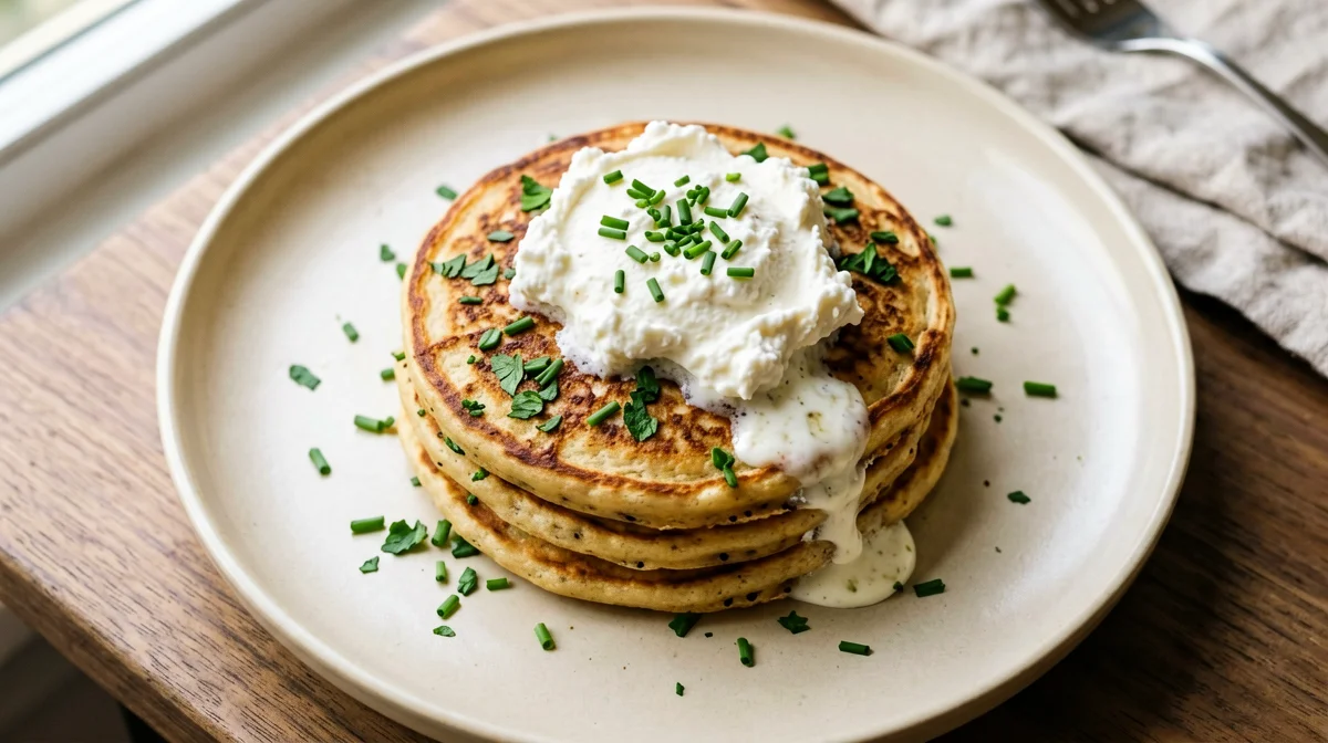 Pancake salati di albumi e avena con erbe