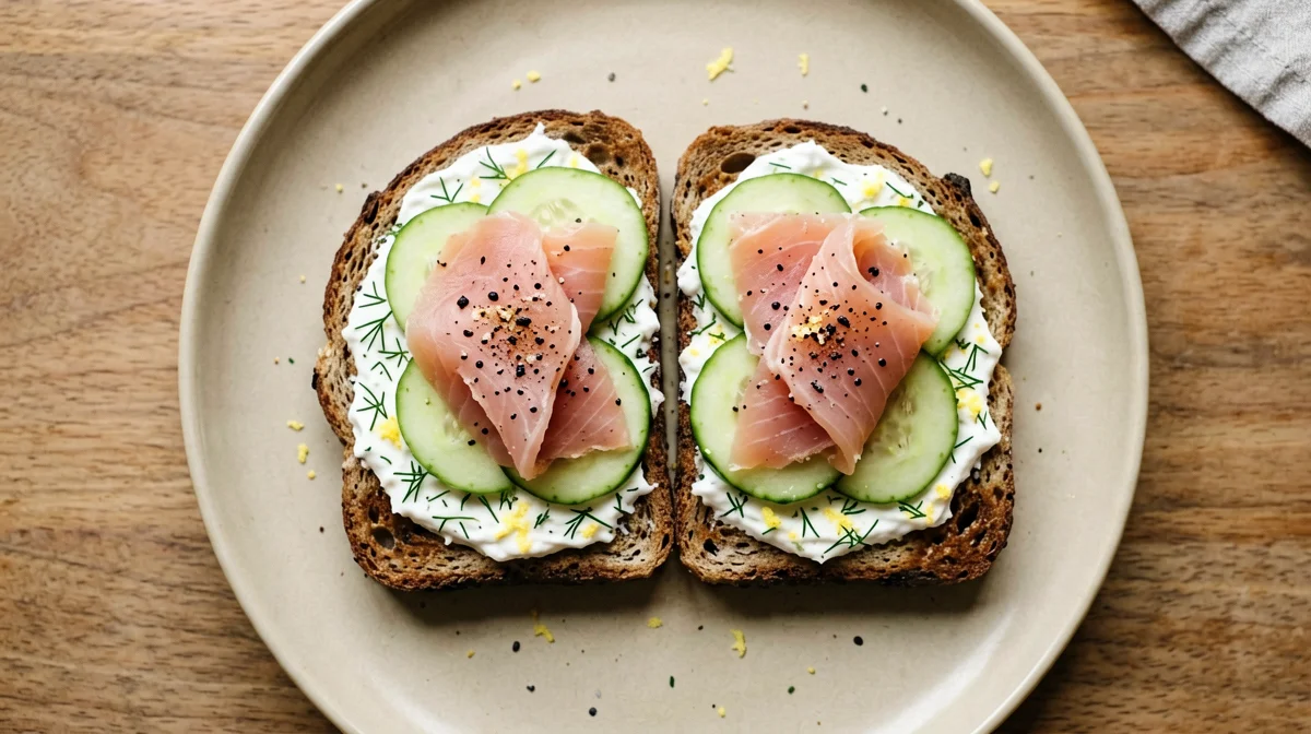 Toast con skyr, salmone e cetriolo