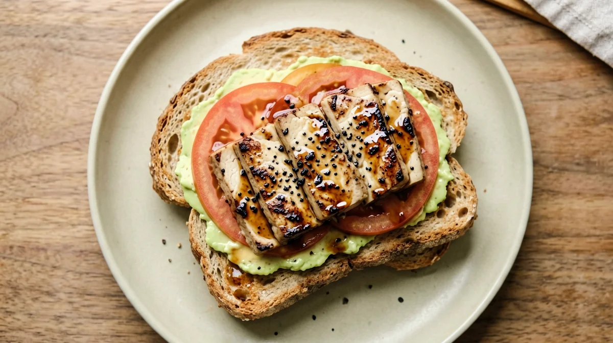 Toast al tofu affumicato, avocado e pomodoro