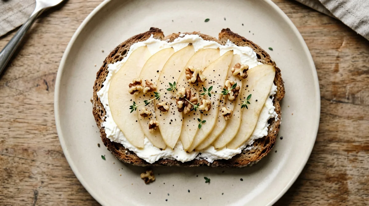 Toast con ricotta, pere e noci