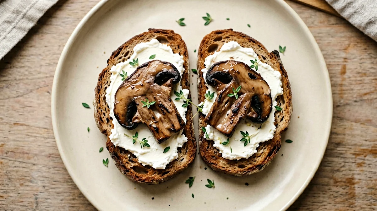 Toast with portobello, thyme and goat's cheese