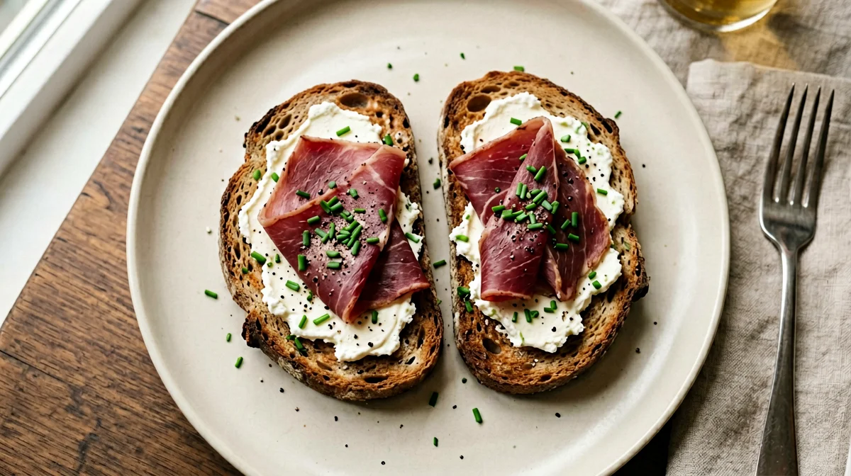 Toast con bresaola, caprino ed erba cipollina