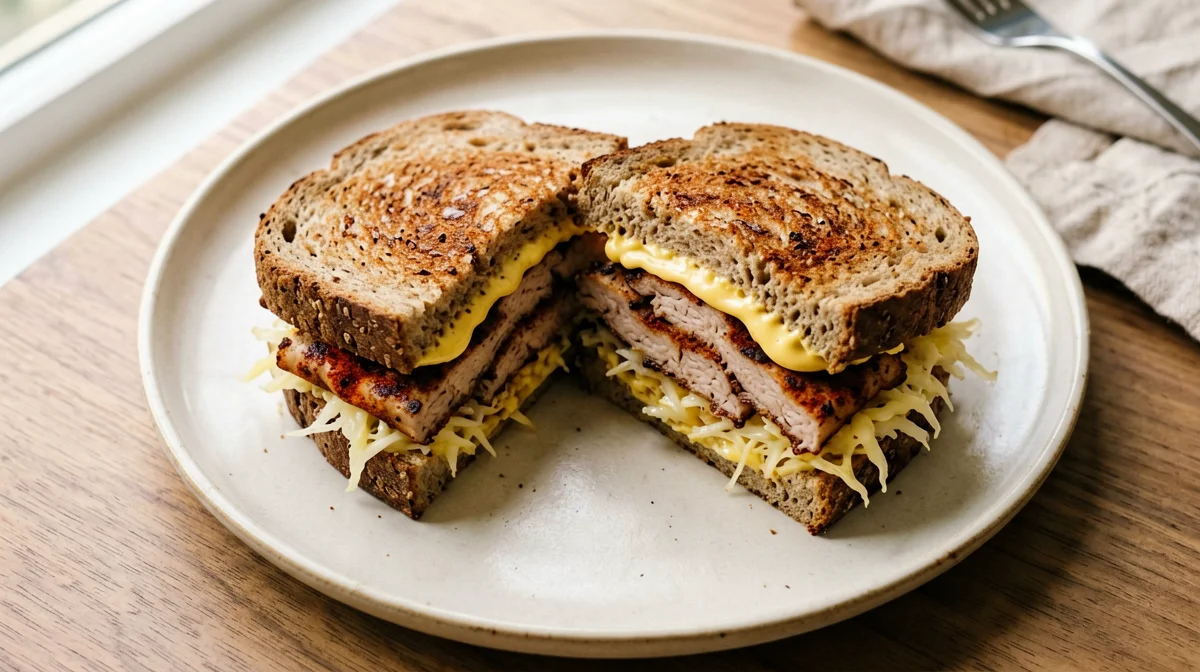 Rye toastie with paprika tempeh and sauerkraut