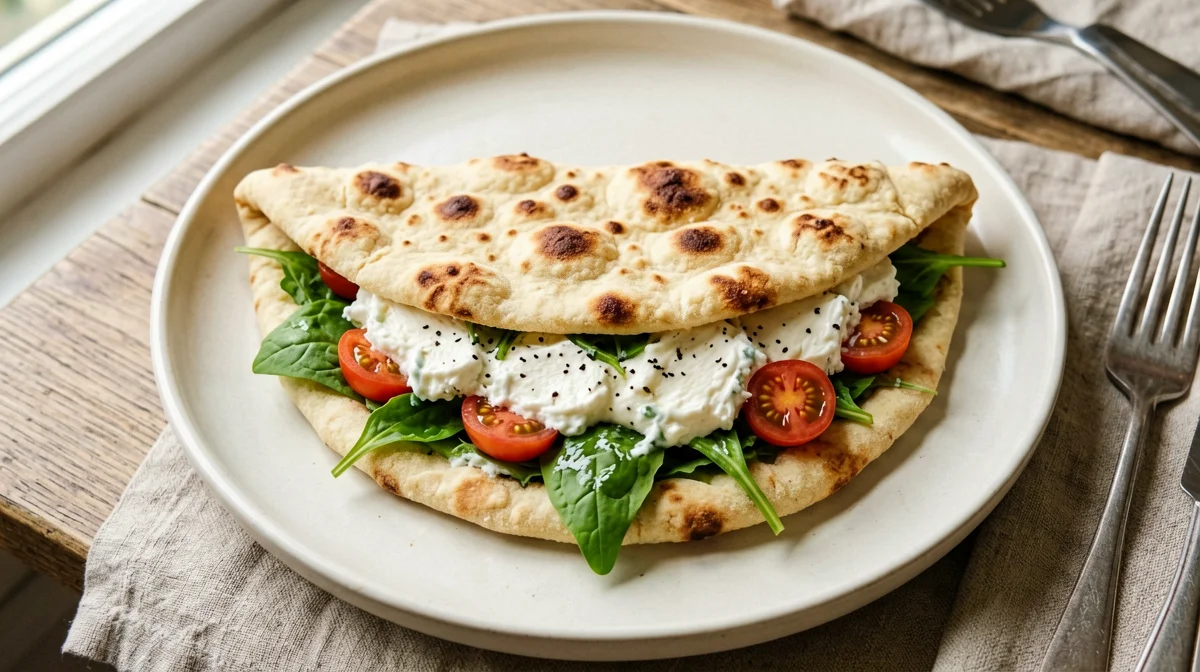 Piadina con stracchino, rucola e pomodorini
