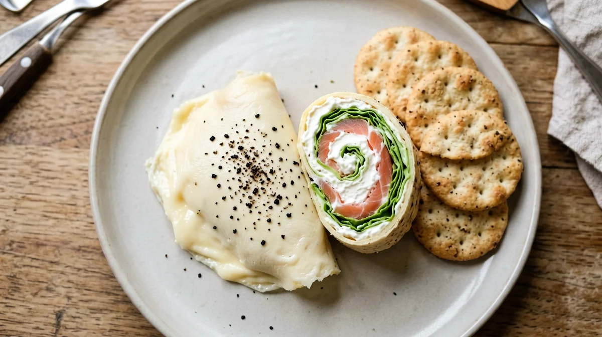 Egg-white wrap with salmon and cream cheese