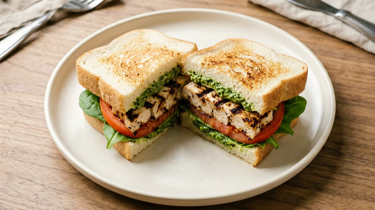 Toastie with griddled tofu and pesto