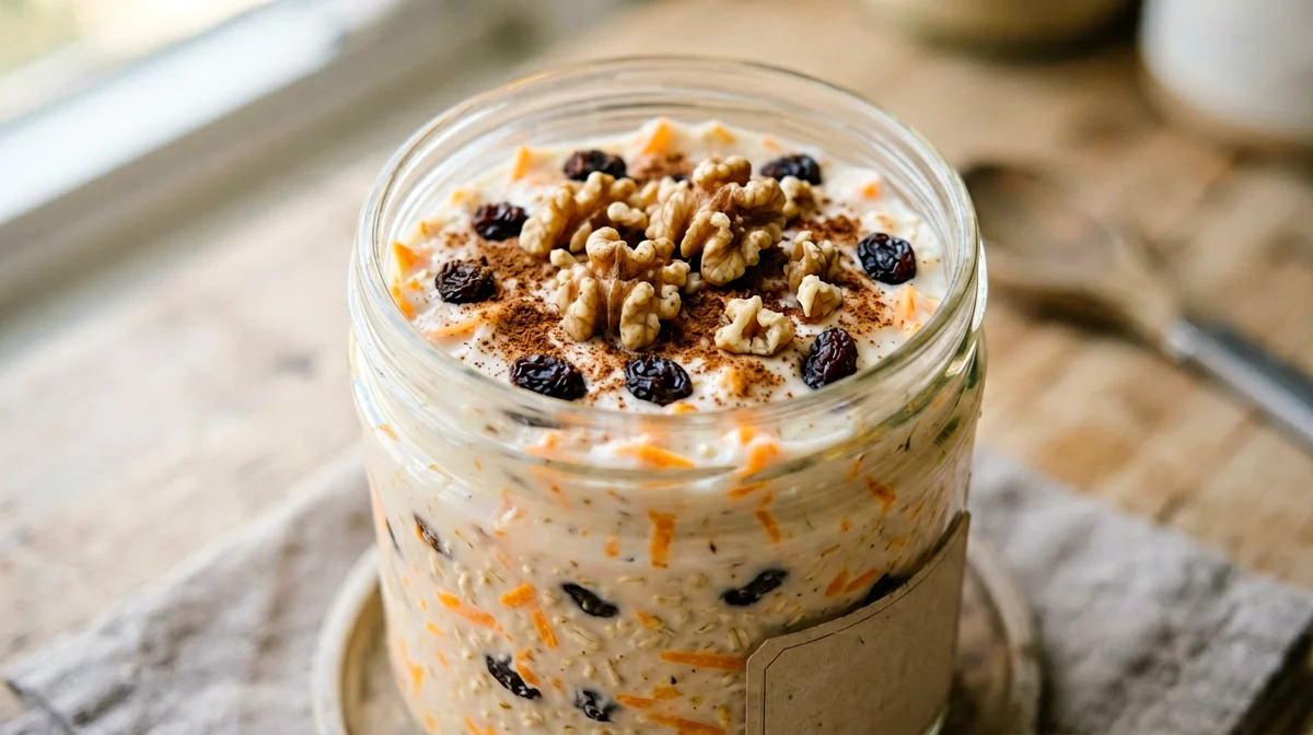 Overnight oats alla carrot cake con noci