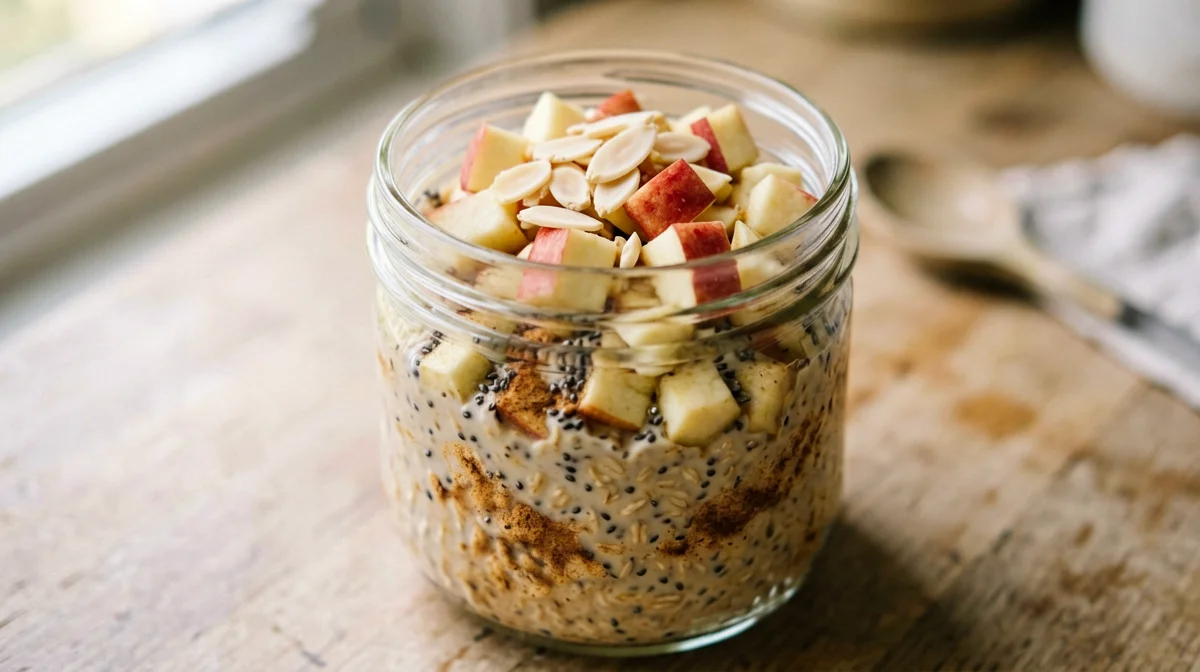 Apple cinnamon overnight oats with almonds