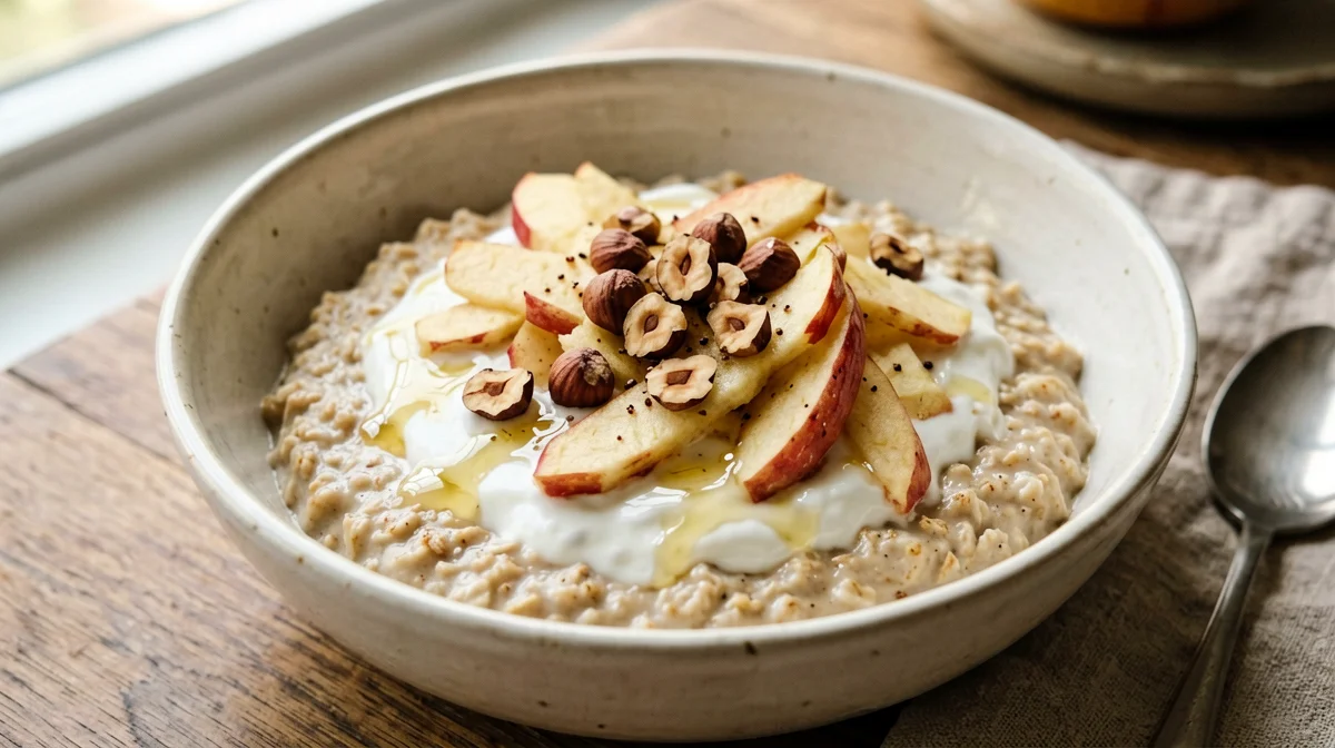 Bircher muesli svizzero con mela e nocciole