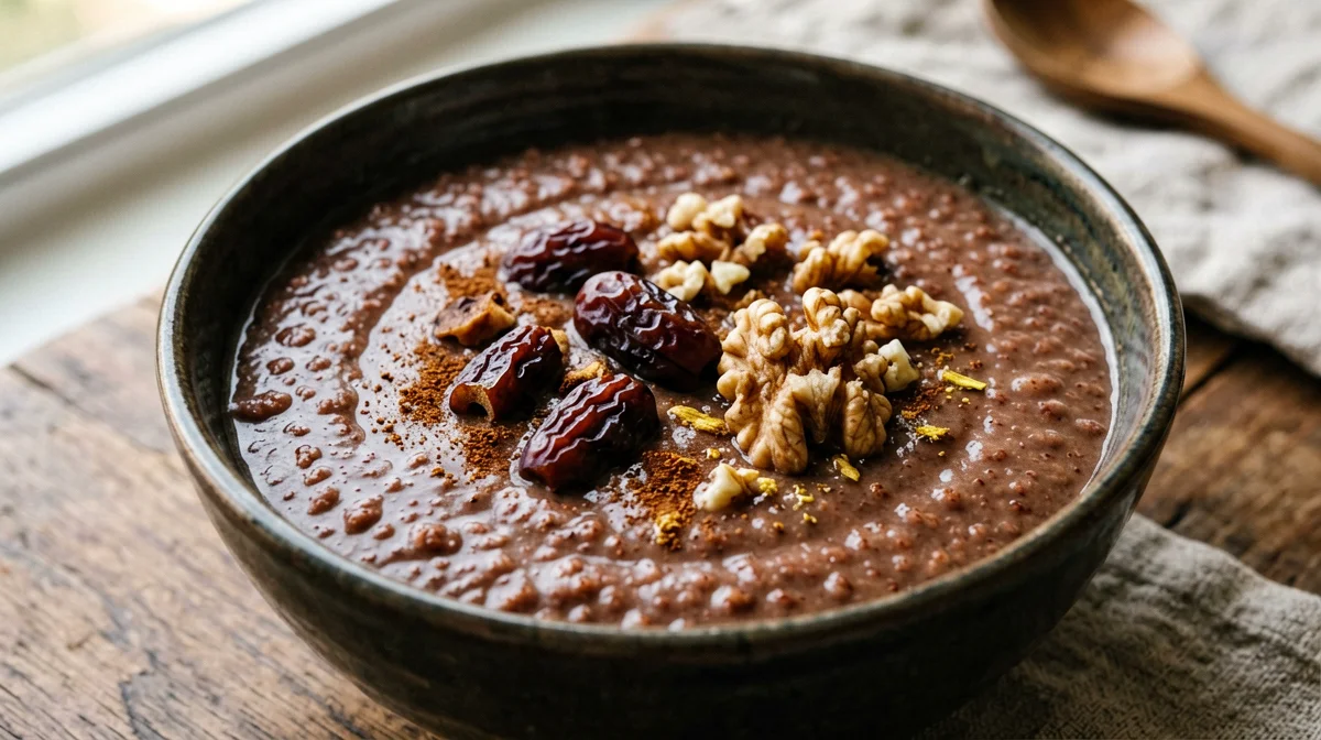 Porridge di teff etiope con datteri e noci