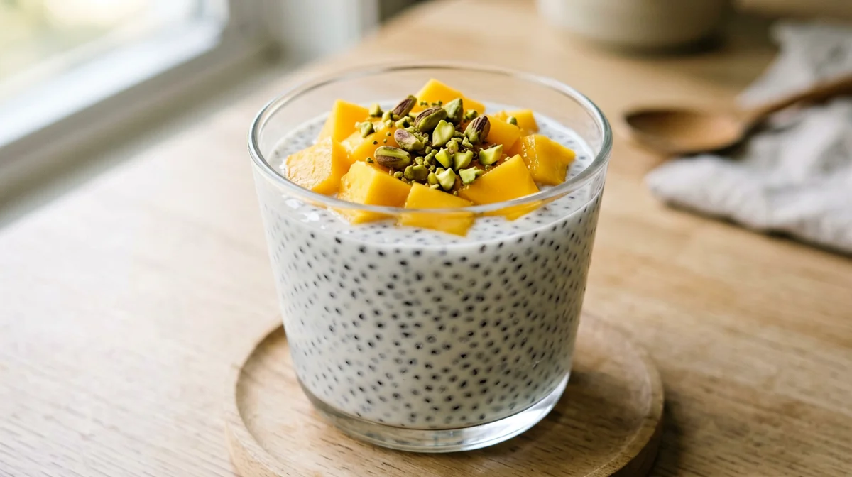 Chia pudding al latte di cocco con mango