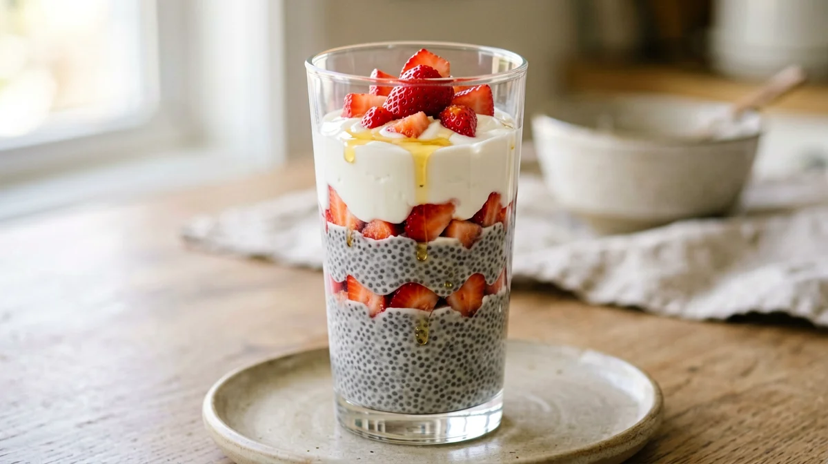 Chia pudding allo yogurt greco con fragole