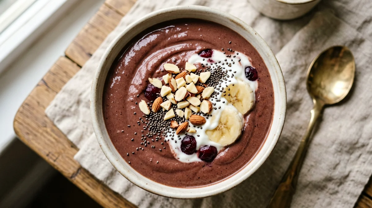Smoothie bowl alle ciliegie e cacao