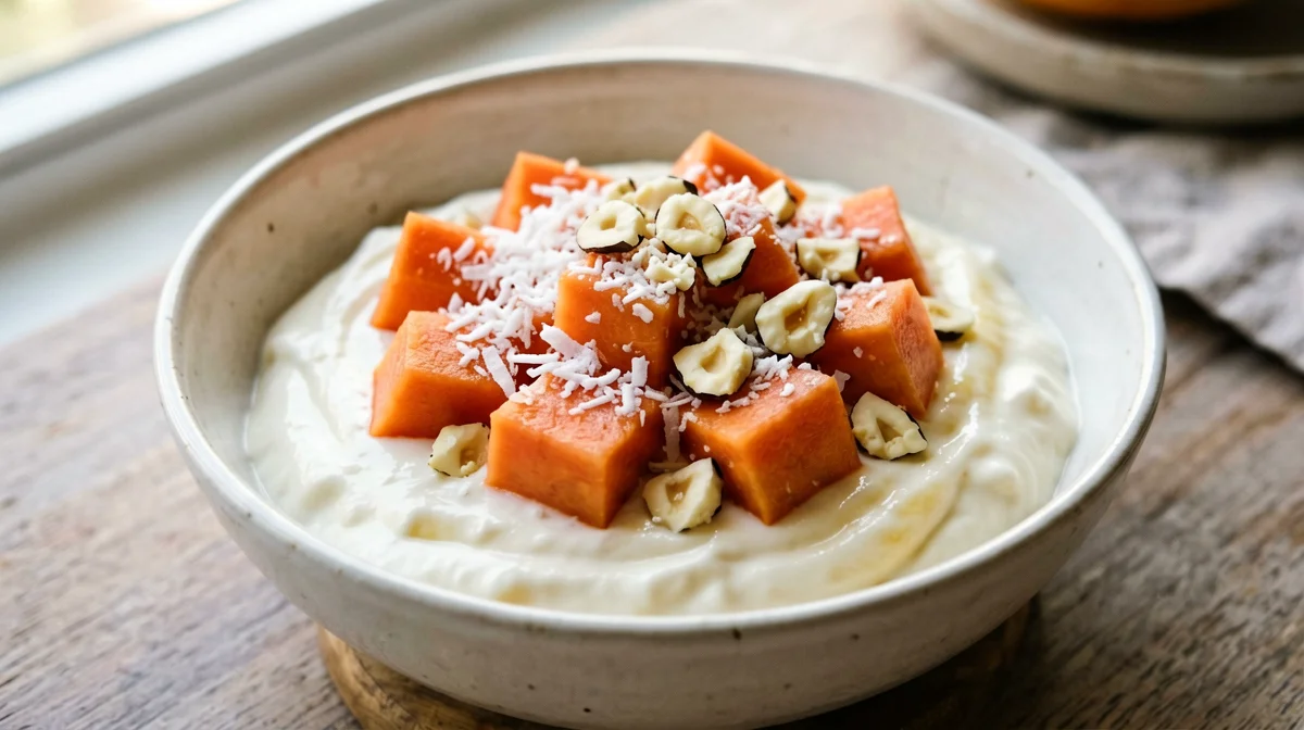 Bowl hawaiana di papaya, yogurt e lime