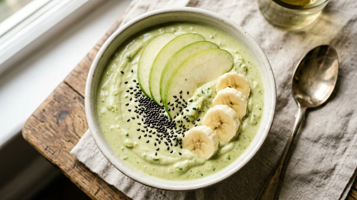 Avocado, green apple and mint smoothie bowl