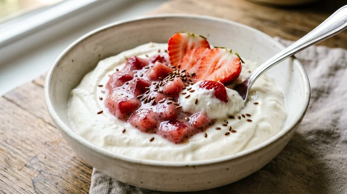 Skyr al rabarbaro e fragole