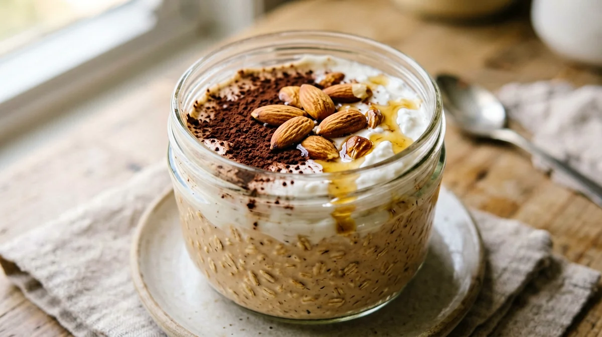 Mocha overnight oats with almonds