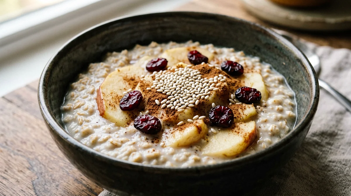 Cranberry oat porridge with hemp seeds
