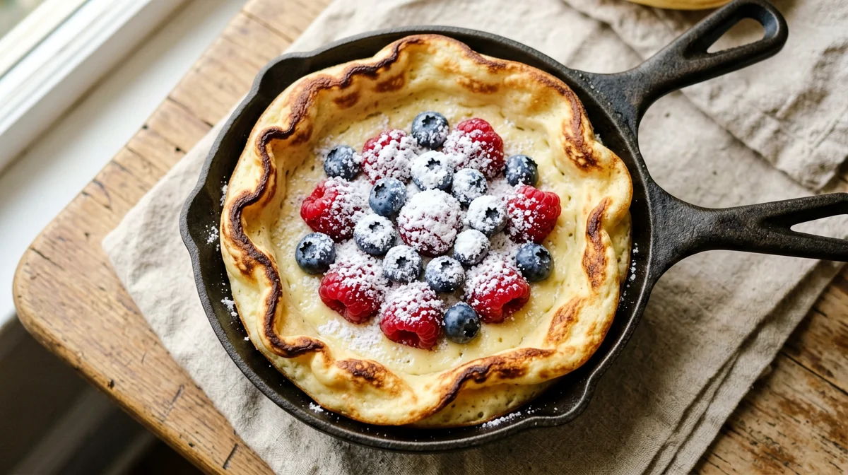 Baked Dutch baby with berries