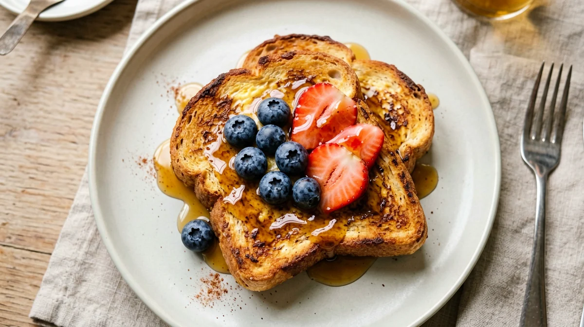 French toast integrale alla cannella con frutti di bosco