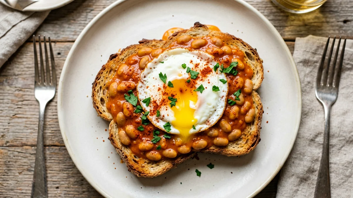 Beans on wholemeal toast with an egg