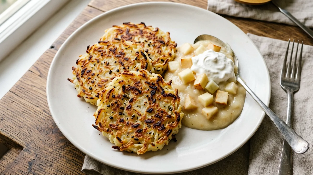 German potato pancakes with apple and yogurt