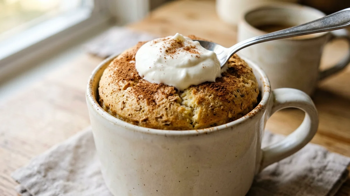 Mug cake proteica alla banana e cannella