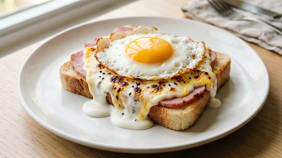 Croque madame leggero con prosciutto e uovo