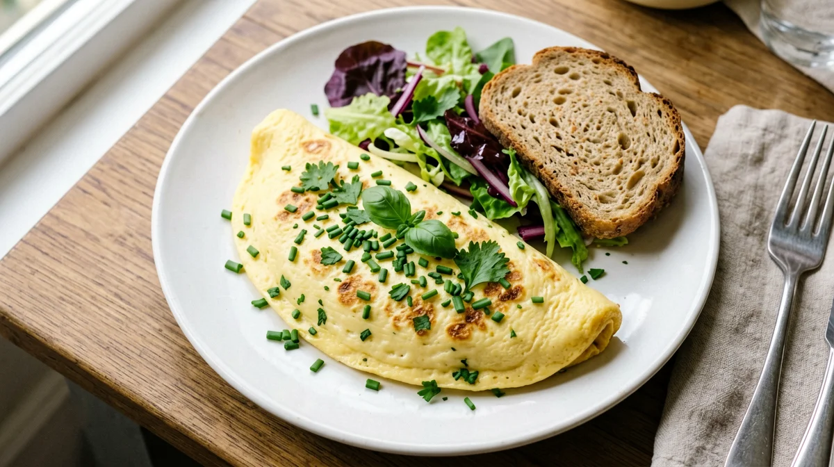 Omelette francese alle erbe fini con insalata