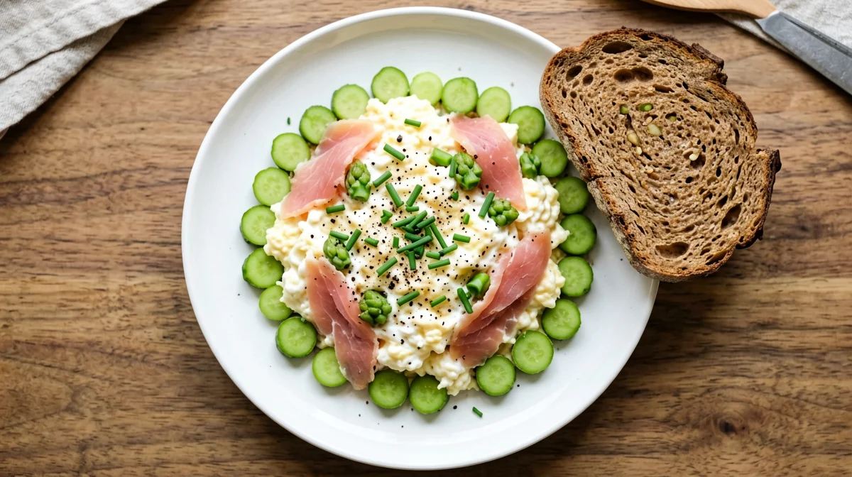Egg-white scramble with asparagus and smoked salmon