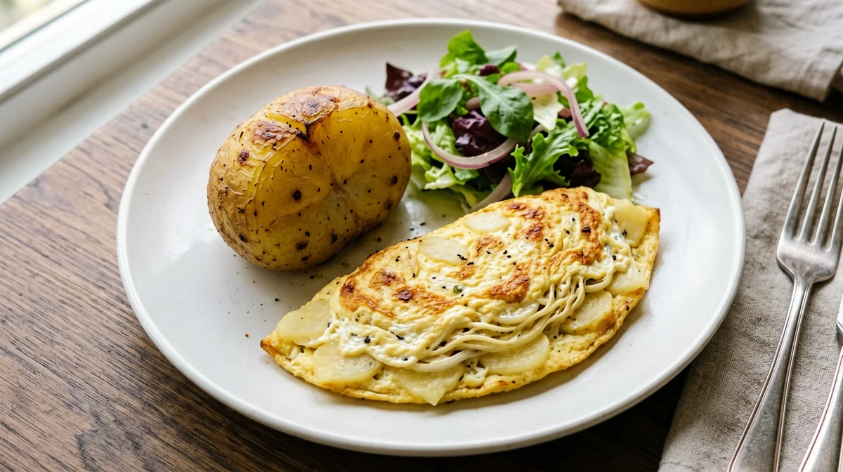 Light baked Spanish tortilla with salad