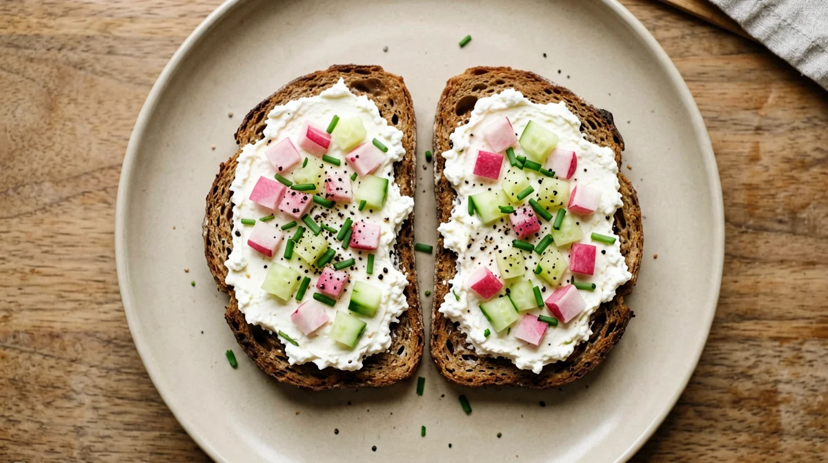 Polish twarożek with radishes and chives on rye
