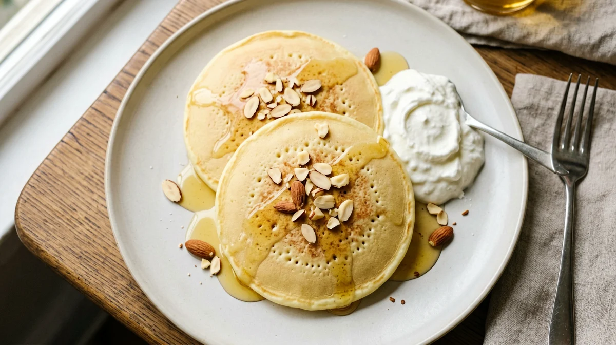 Baghrir marocchini di semola con miele e yogurt