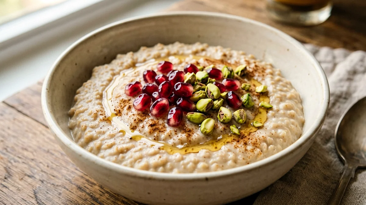 Sweet bulgur with pomegranate and pistachios