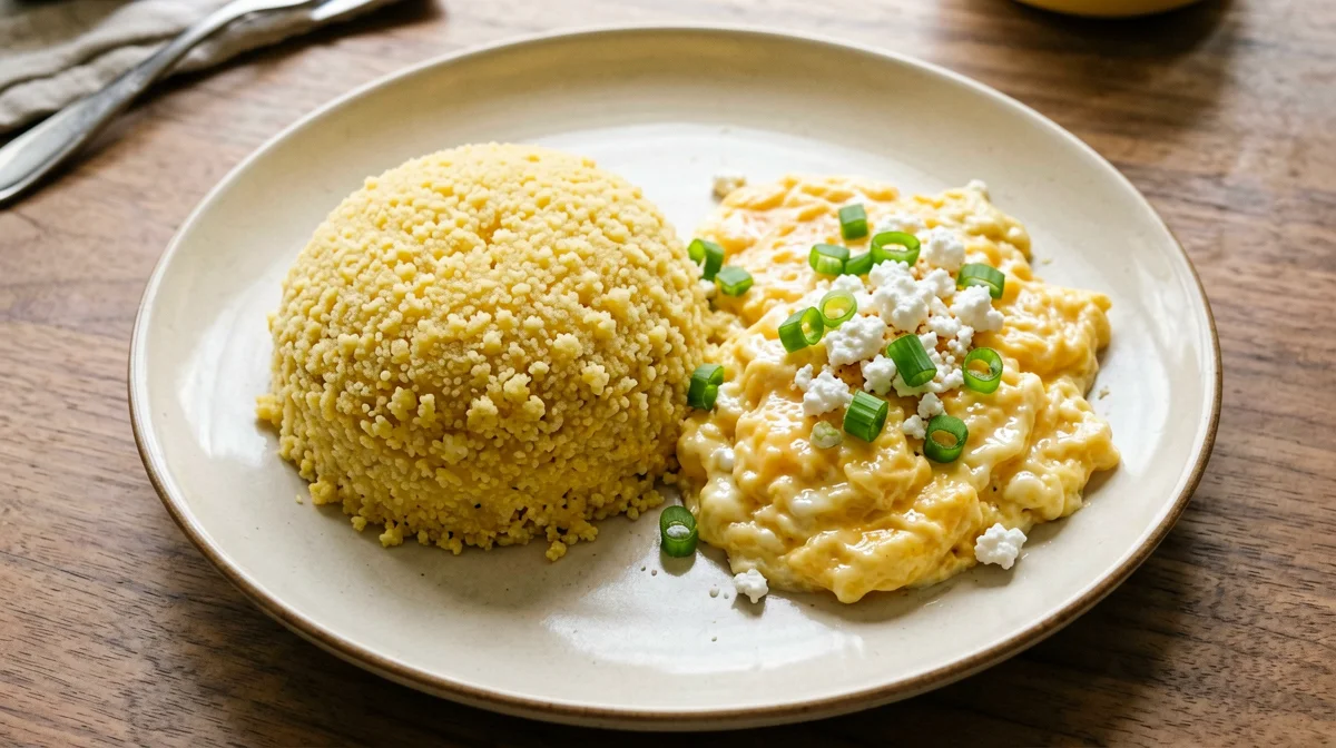 Cuscuz nordestino di mais con uovo e queso fresco