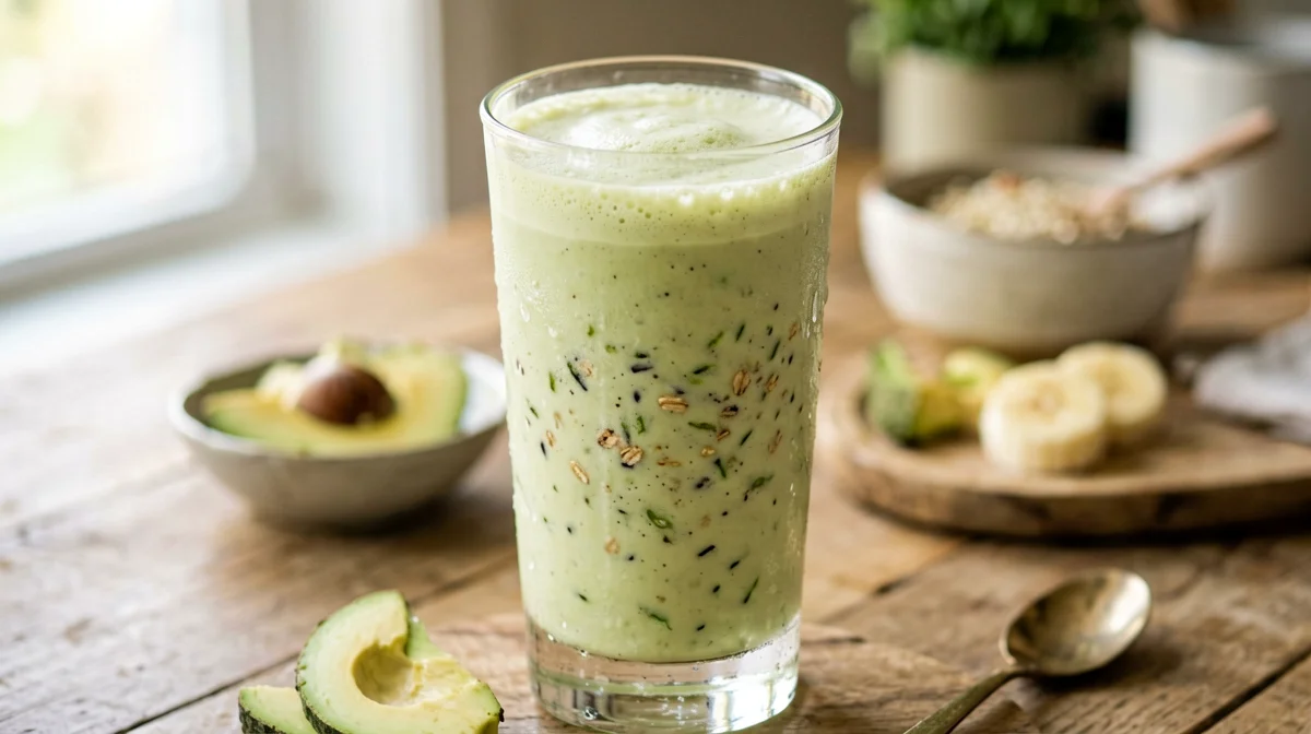 Vitamina brasiliana di avocado, avena e latte