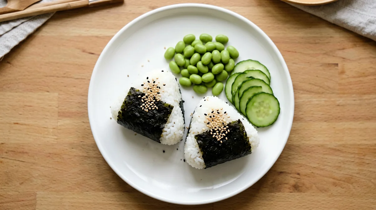 Onigiri al salmone con edamame e cetriolo