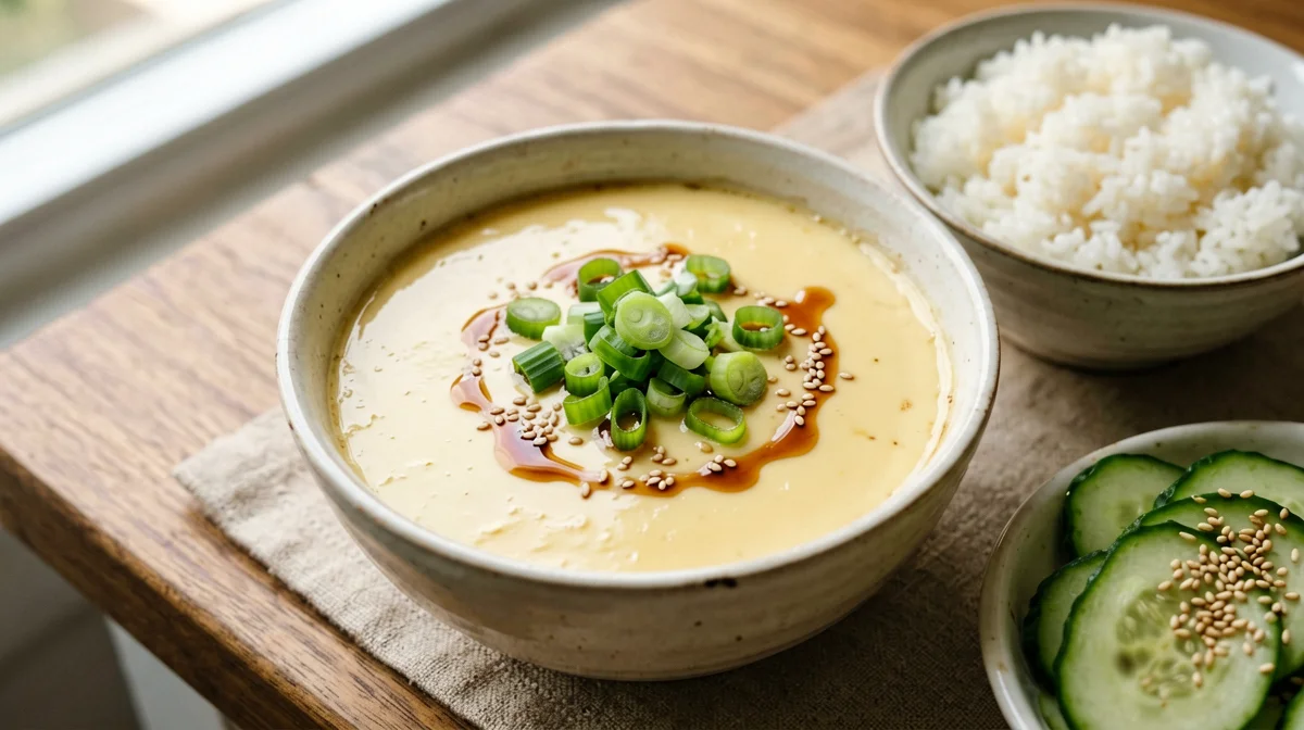 Gyeran-jjim: Korean steamed eggs with rice