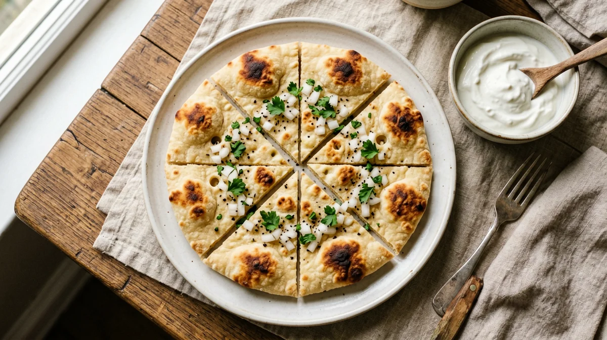 Thalipeeth di farine miste con cipolla e yogurt