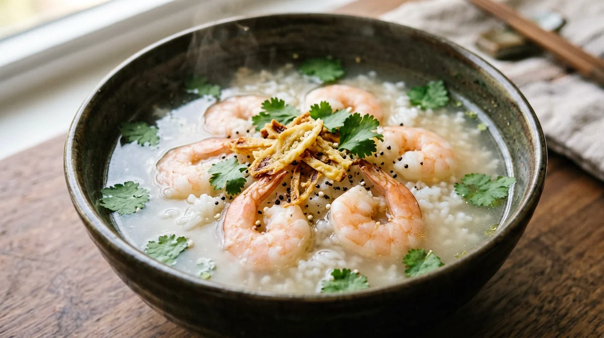 Khao tom thailandese di riso ai gamberi