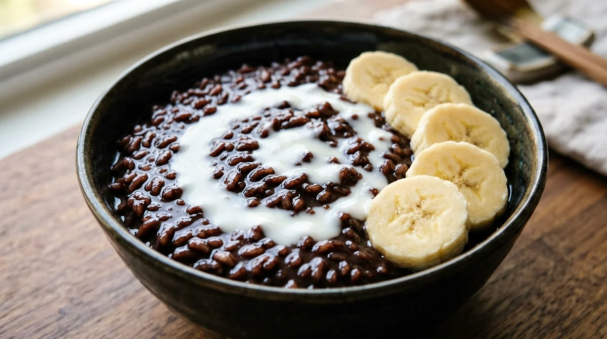 Filipino champorado chocolate rice porridge