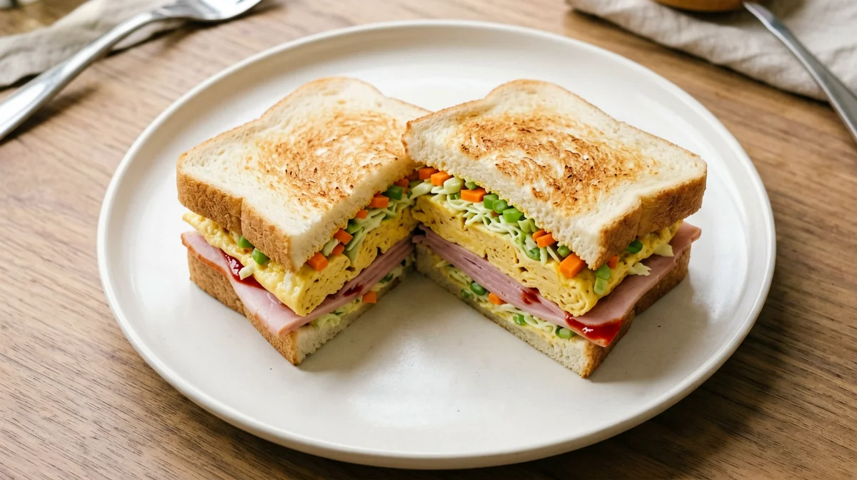 Korean gilgeori street toast with egg, cabbage and carrot